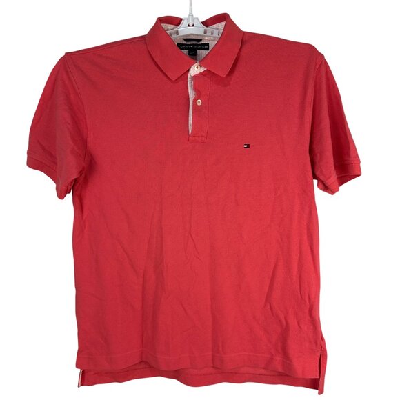Tommy Hilfiger Mens Red Polo Shirt Short Sleeve Size Large Classic Fit Casual - Picture 1 of 5
